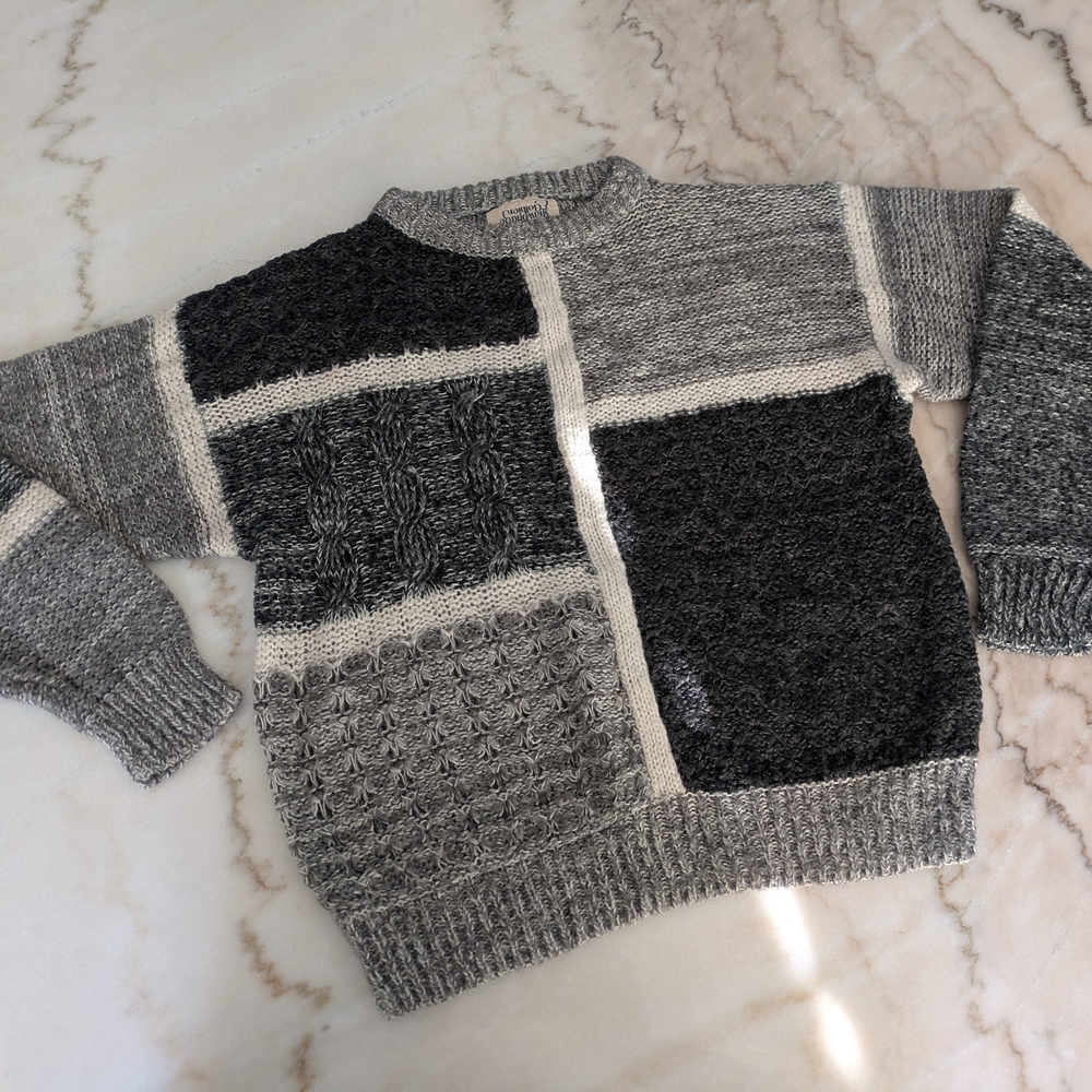 Gray and Black Patchwork Sweater